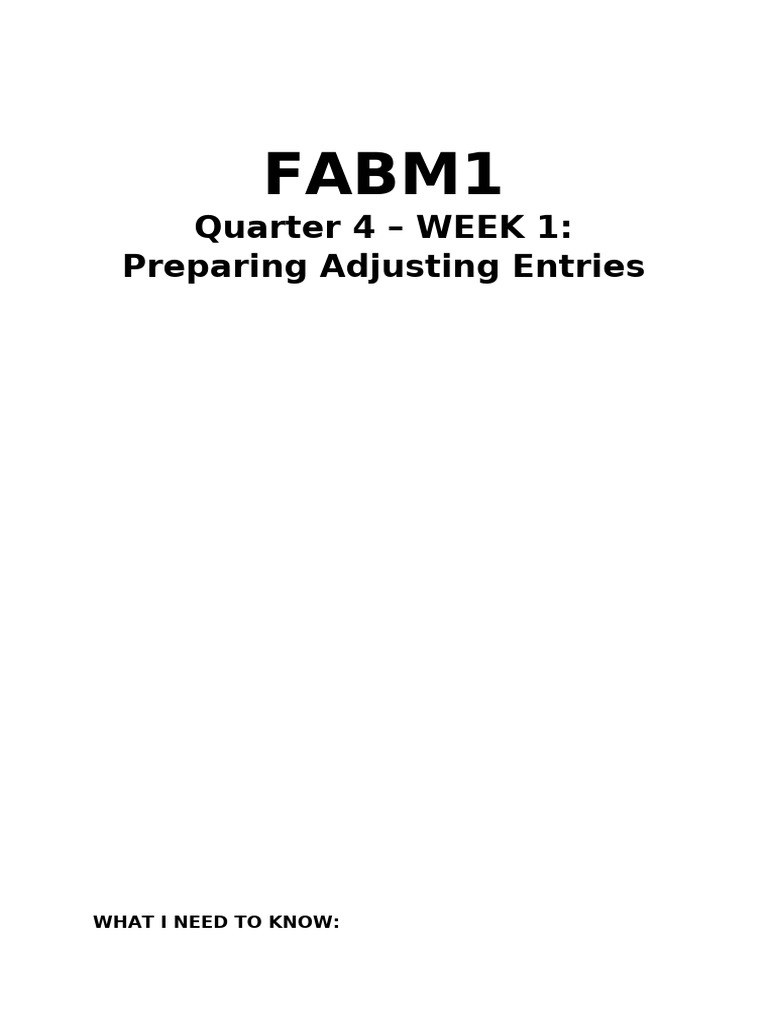 FABM1 Q4W1 ADJUSTING ENTRIES TEACHERS NOTES | PDF | Debits And Credits ...