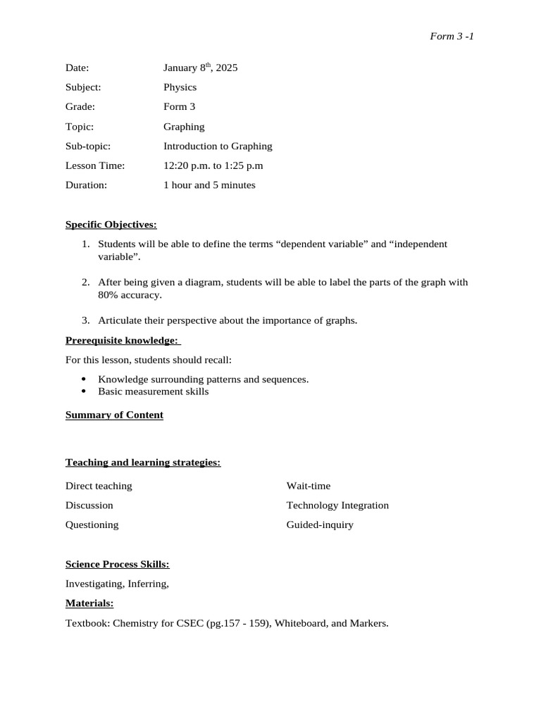 Form 3 Physics: Introduction to Graphing | PDF | Redox | Chemical Reactions