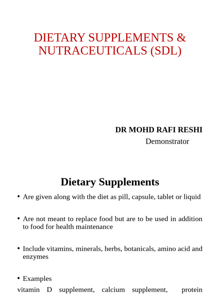 Understanding Dietary Supplements | PDF