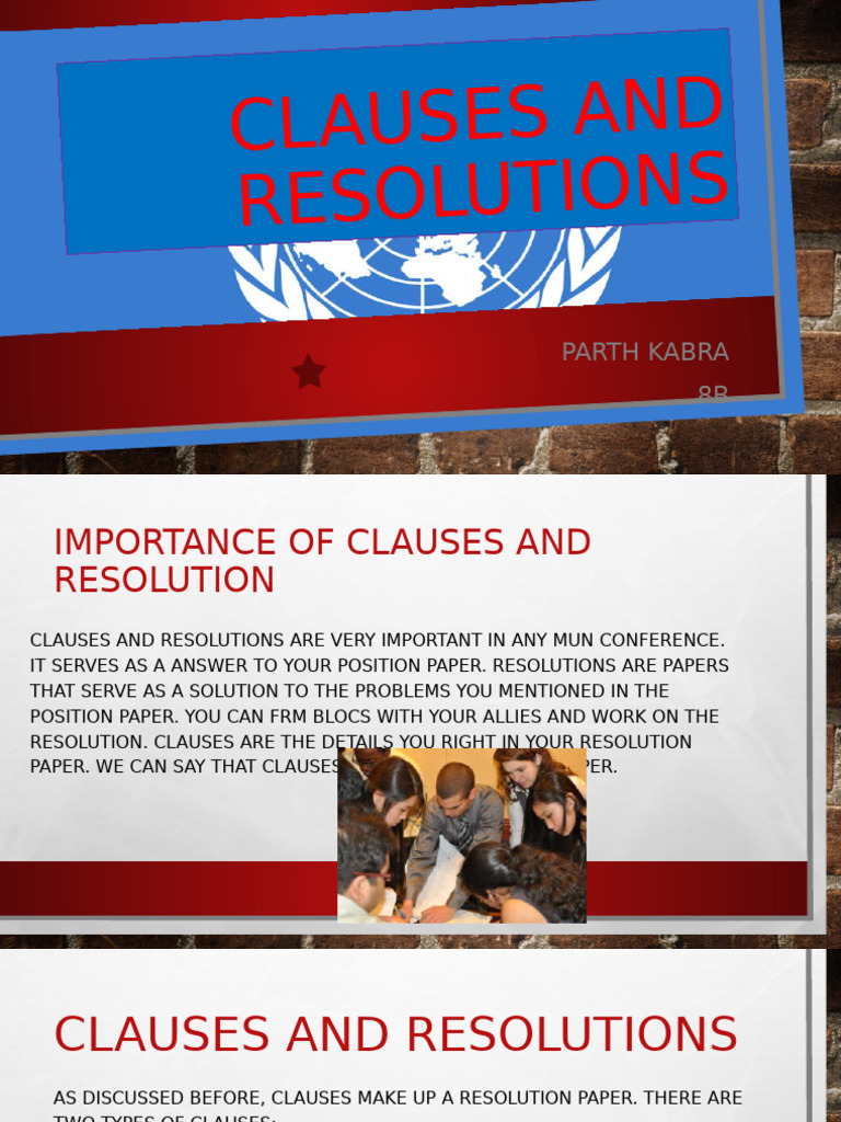 MUN Clauses and Resolutions Explained | PDF