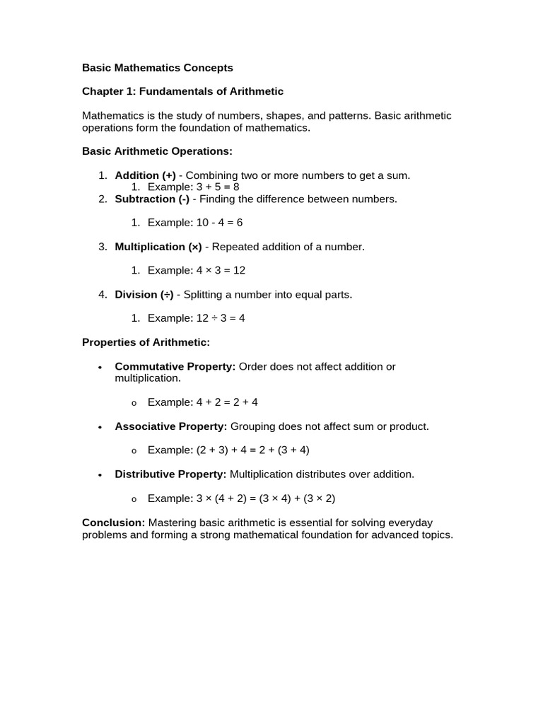 Basic Mathematics Concepts | PDF