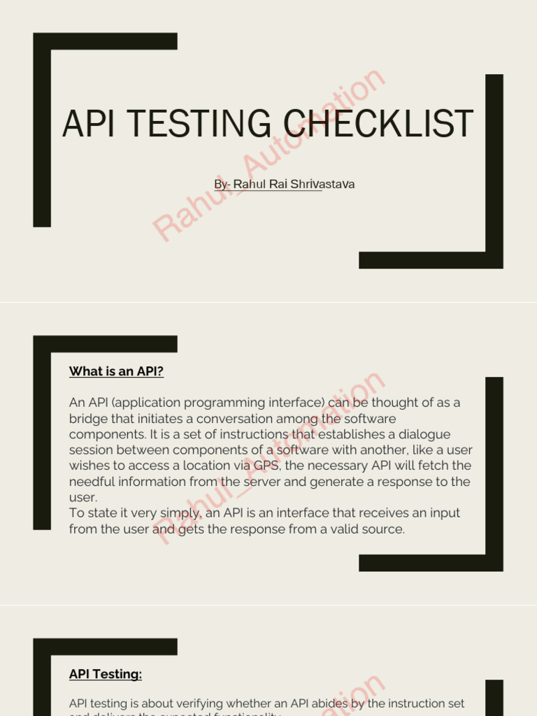 API Testing Checklist by Rahul Rai | PDF | Computing | Software Engineering