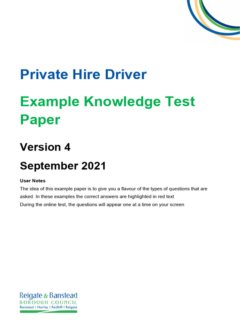Private Hire Driver Knowledge Test Guide | PDF | Transport | Land Transport