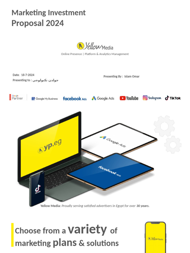 Marketing Investment Proposal 2024 جولدن تكنولوجي | PDF | Computer ...