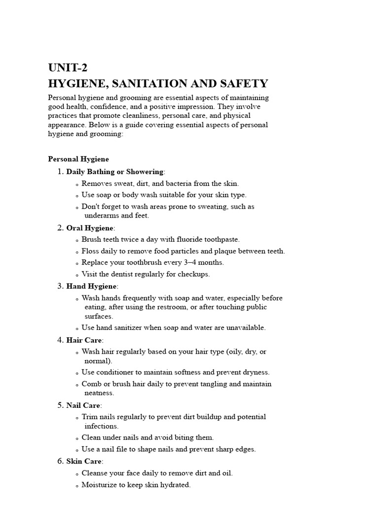Hygiene and Safety Practices Guide | PDF | Hygiene | Hazard Analysis ...