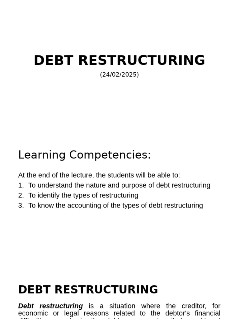 Understanding Debt Restructuring Basics | PDF | Equity (Finance) | Debt