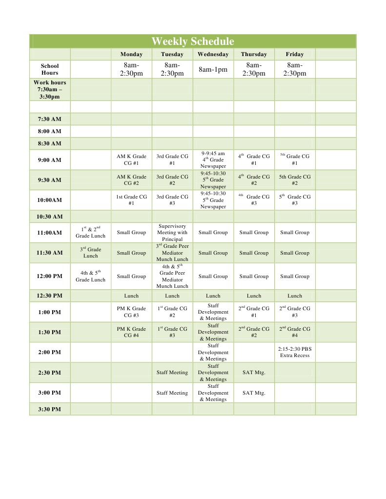Weekly School and Work Schedule | PDF | Language Arts & Discipline