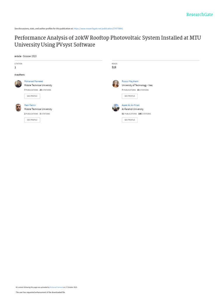 Performance Analysis of 20kW PV System | PDF | Photovoltaic System ...