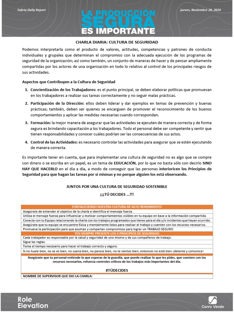 Cultura de Seguridad en el Trabajo | PDF | Valores | Comportamiento
