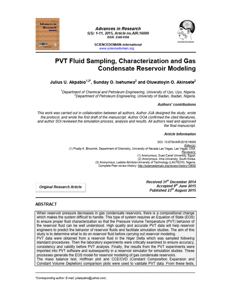 PVT Fluid Sampling and Reservoir Modeling | PDF | Petroleum Reservoir ...