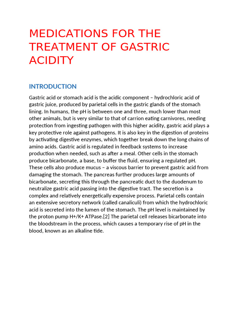 Medications for Gastric Acid Control | PDF | Stomach | Digestive System