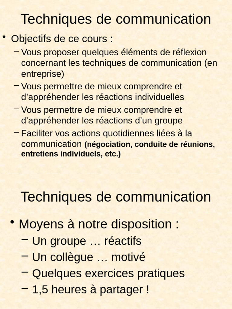 Techniques de communication en entreprise | PDF | la communication ...