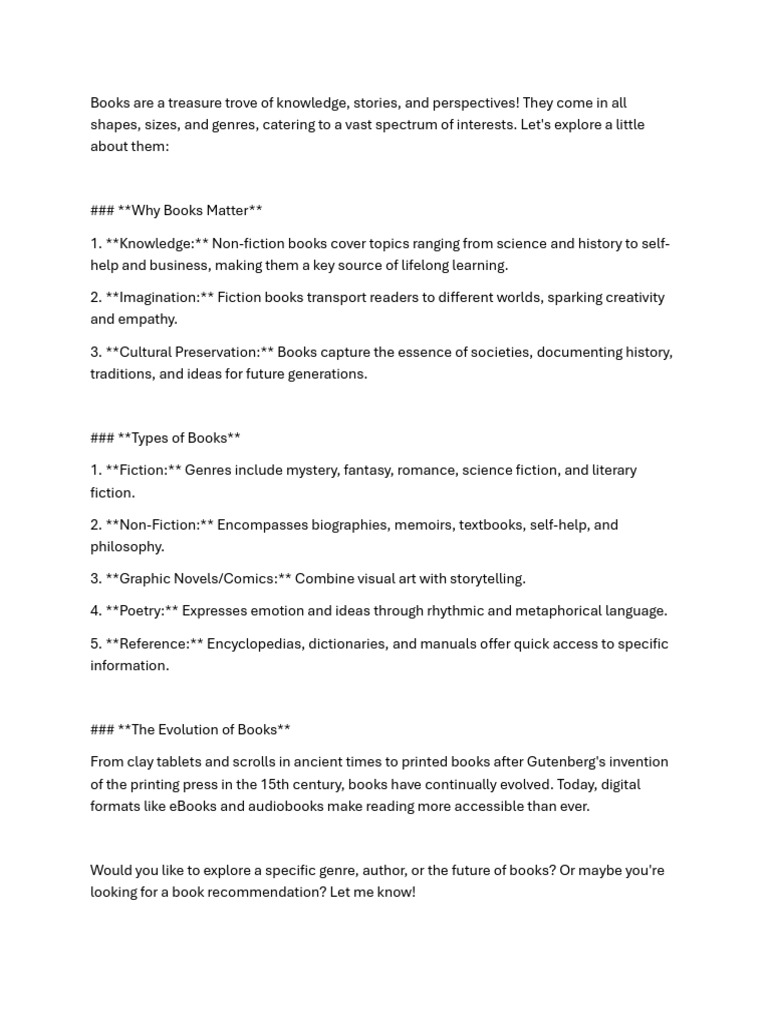 The Importance and Types of Books | PDF