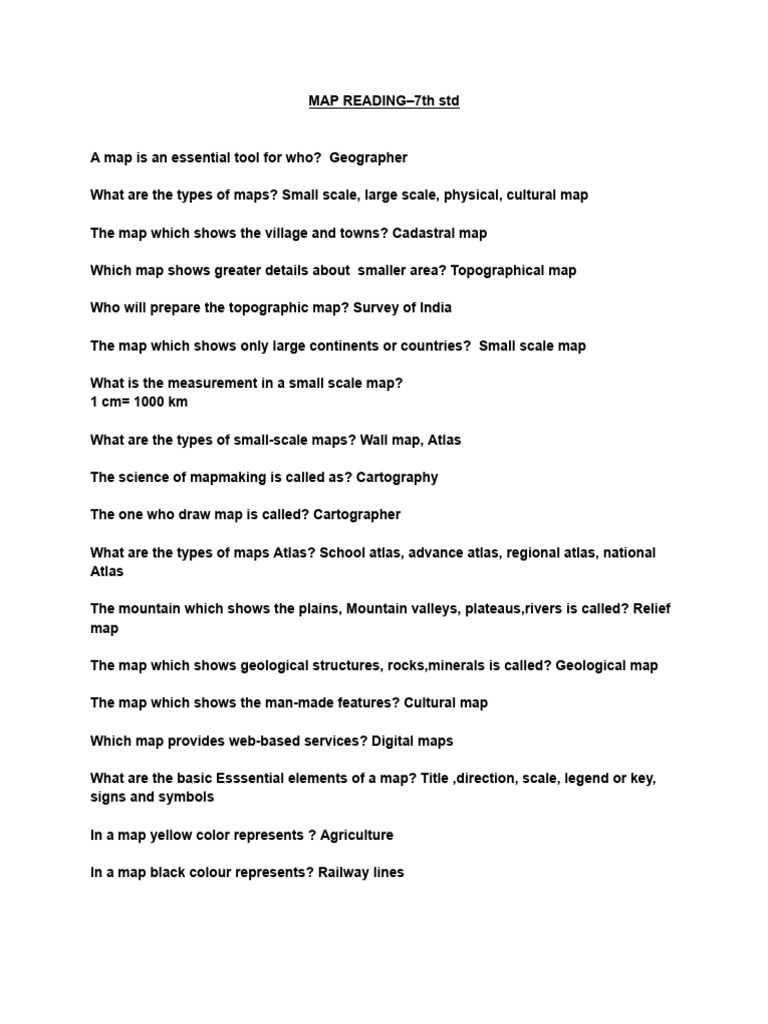 Map Reading-7th STD | PDF