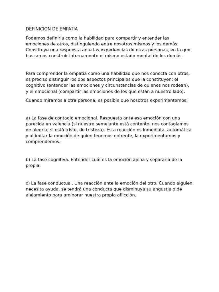 Fases y definición de la empatía | PDF