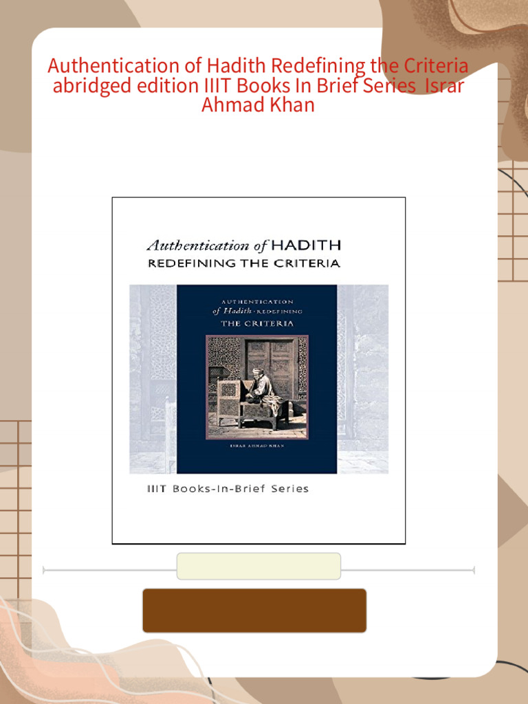 Authentication of Hadith Redefining The Criteria Abridged Edition IIIT ...