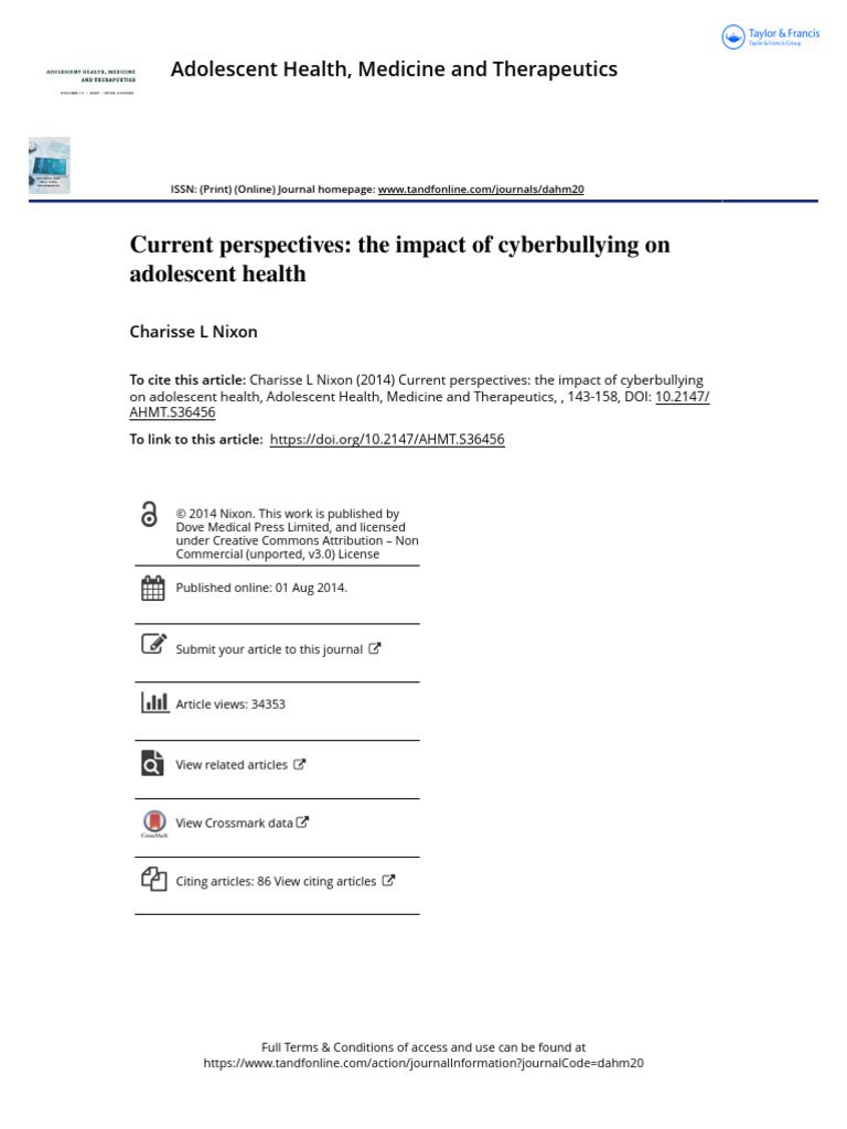 Cyberbullying's Impact on Adolescent Health | PDF | Cyberbullying ...