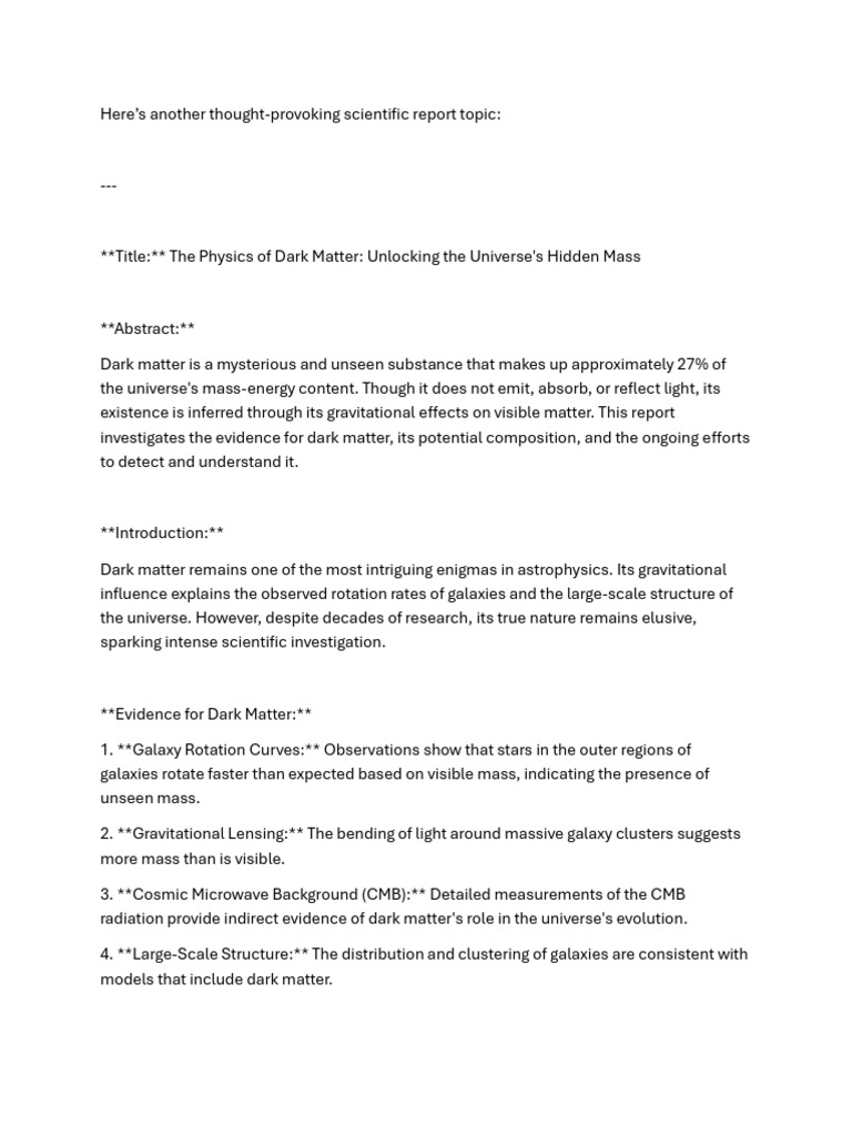 Understanding Dark Matter's Mysteries | PDF | Dark Matter | Universe