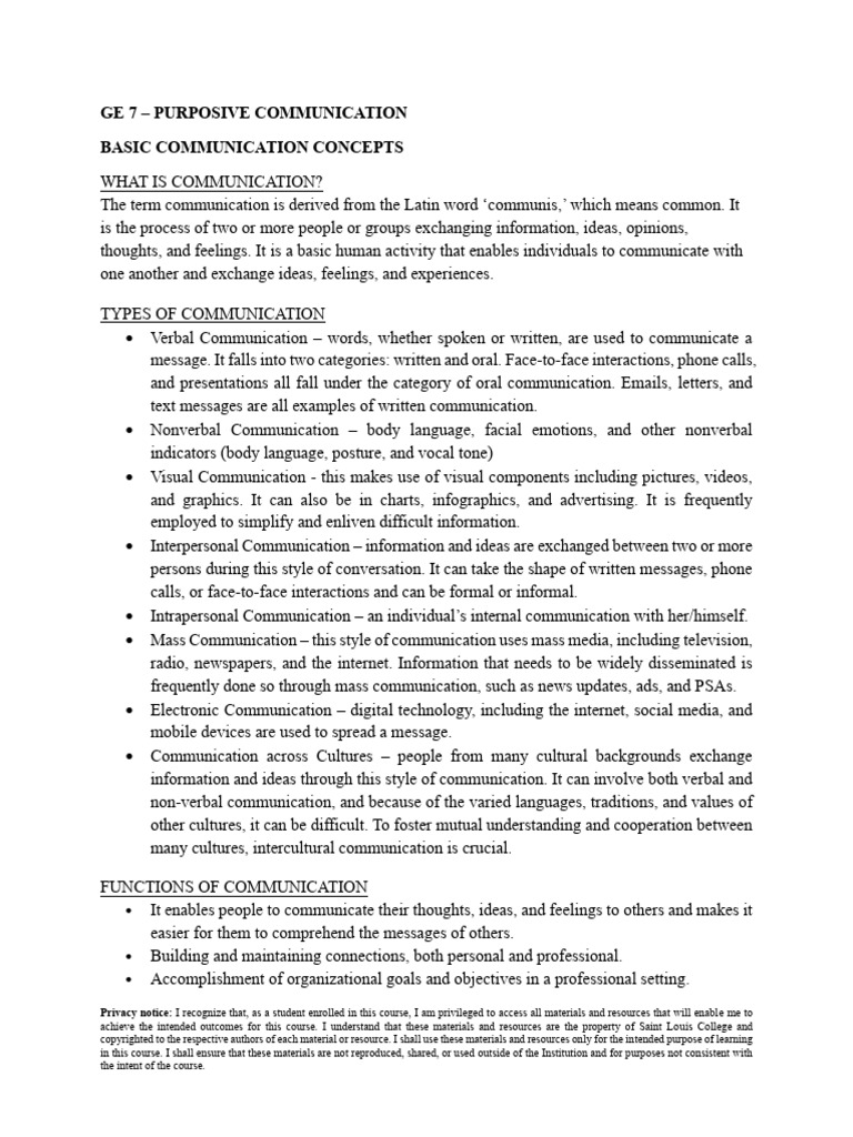 Overview of Communication Types and Functions | PDF | Communication ...