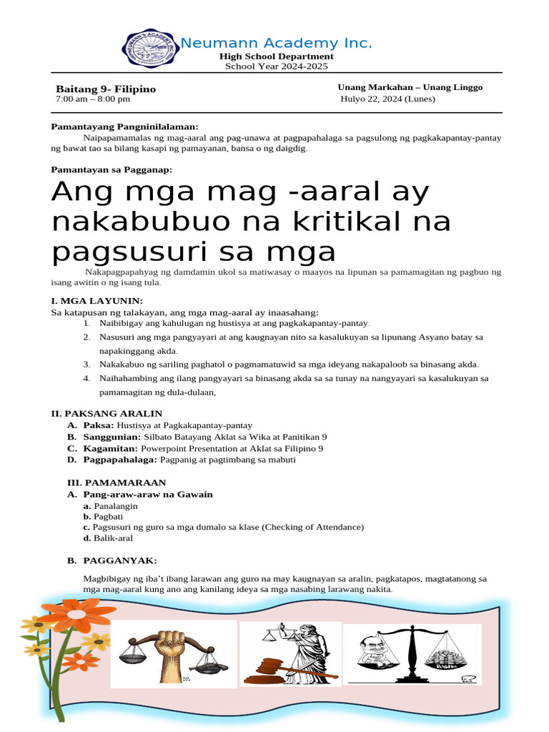 Filipino 9 Quarter 1 Week 1 | PDF