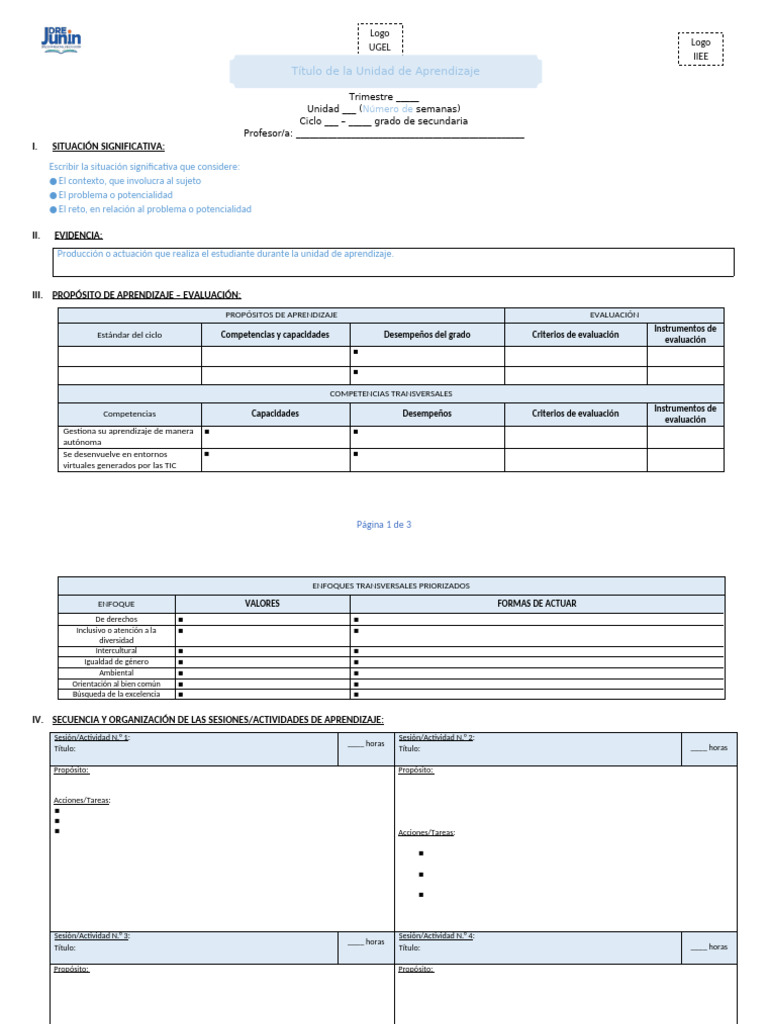 Modelo de Unidad de Aprendizaje 2025 | PDF | Aprendizaje | Cognición