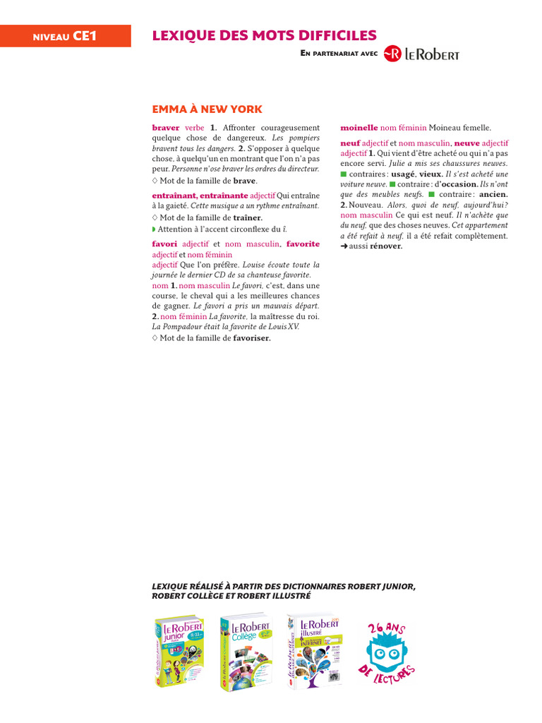 Lexique des mots difficiles CE1 | PDF