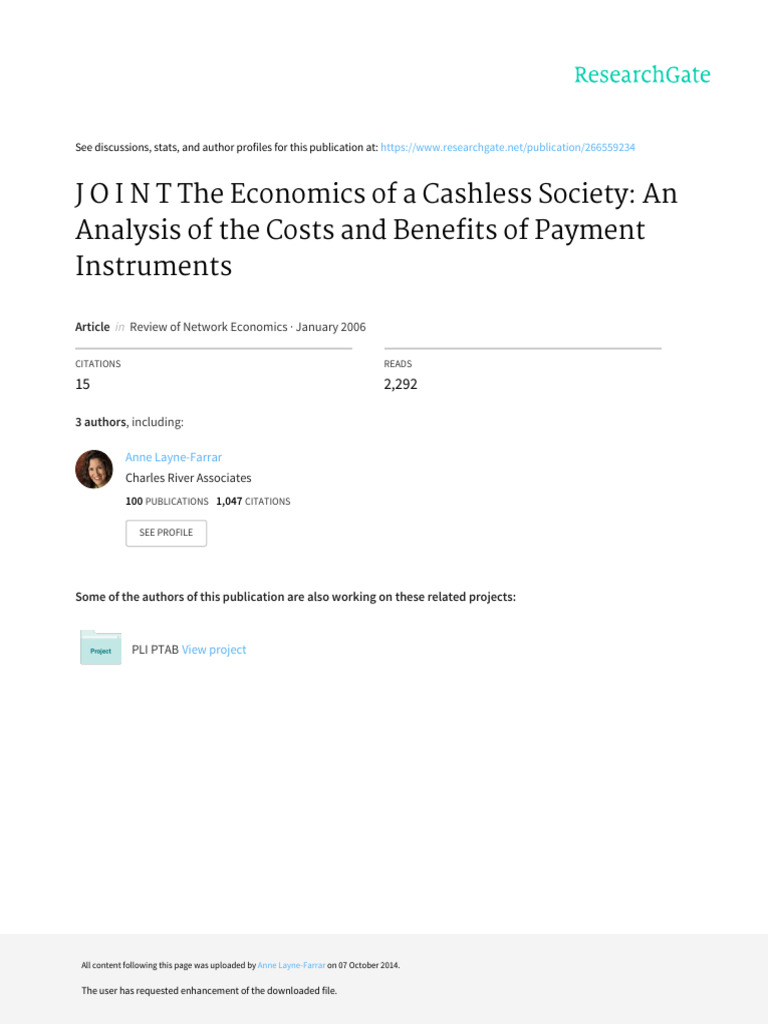 The Economics of A Cashless Society: An Analysis of The Costs and ...