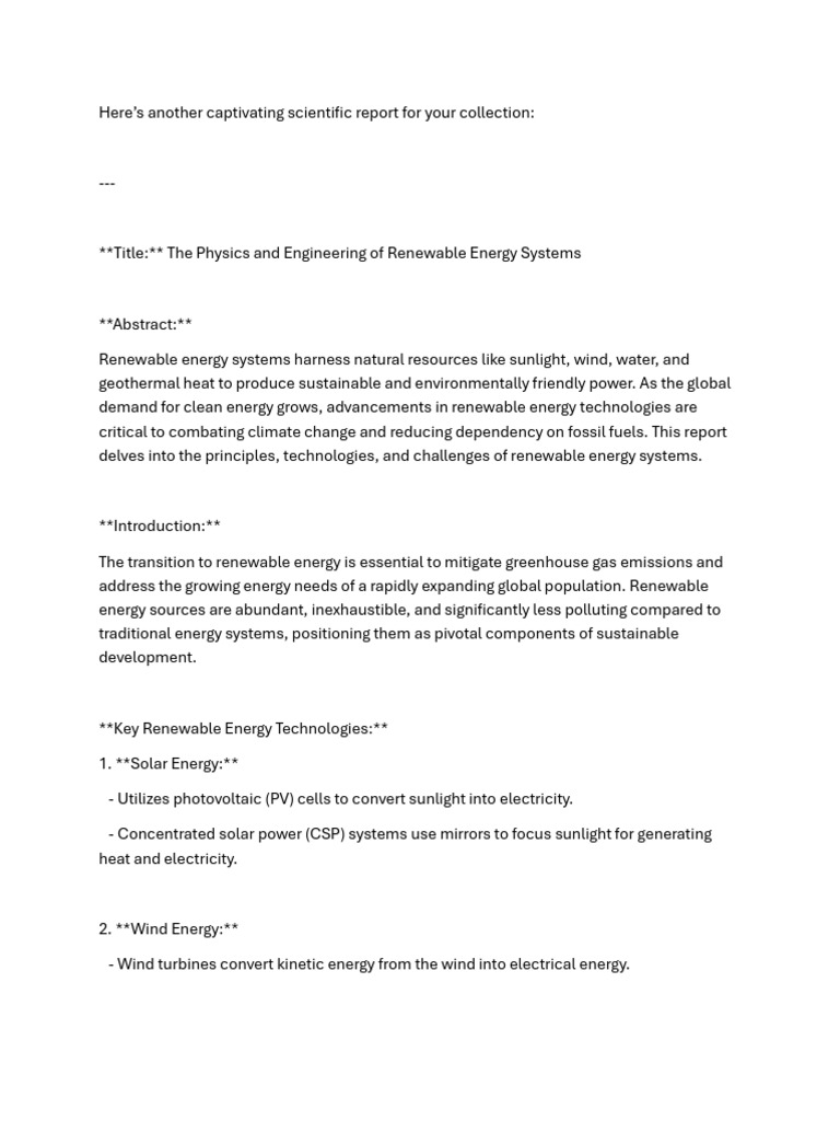 Renewable Energy Systems Overview Pdf Renewable Energy Energy