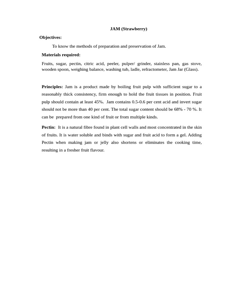 Jam Preparation and Preservation Guide | PDF