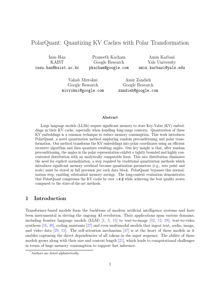 PolarQuant: Efficient KV Cache Quantization | PDF | Normal Distribution