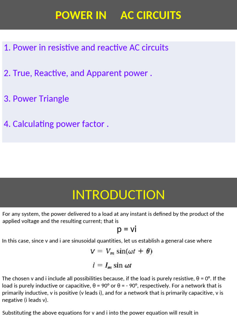 1.1 Power in A.C Circuits | PDF | Ac Power | Electricity