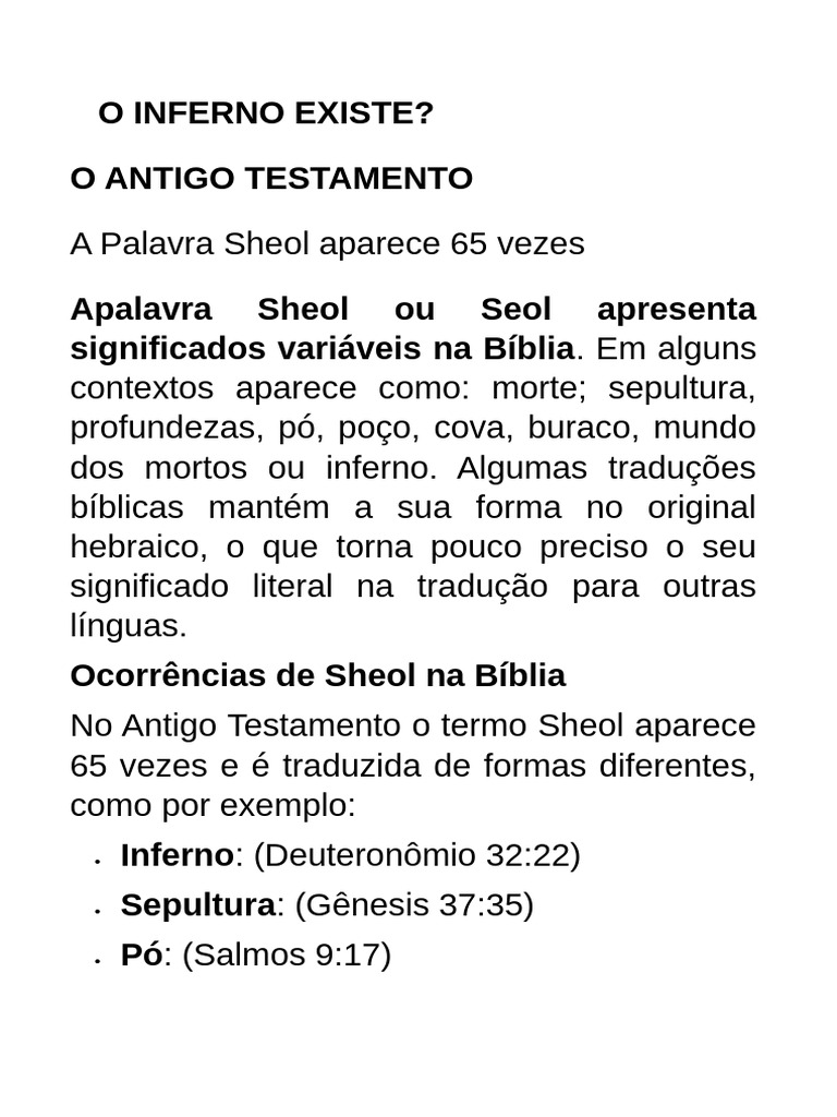 Significado de Sheol e Inferno na Bíblia | PDF | Inferno | Jesus