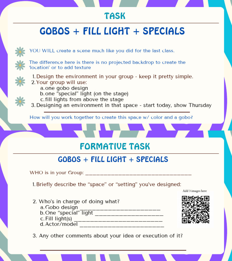 Gobo and Fill Light Design Task | PDF