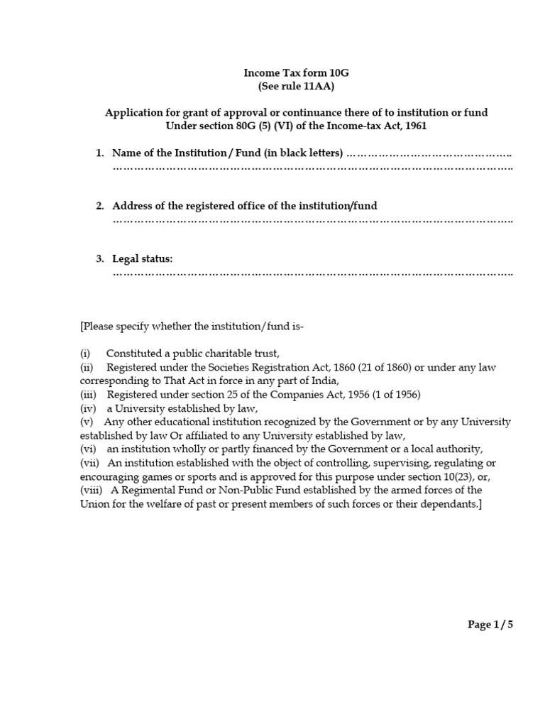 Form 10G for 80G Registration | PDF | Secondary Education | Schools