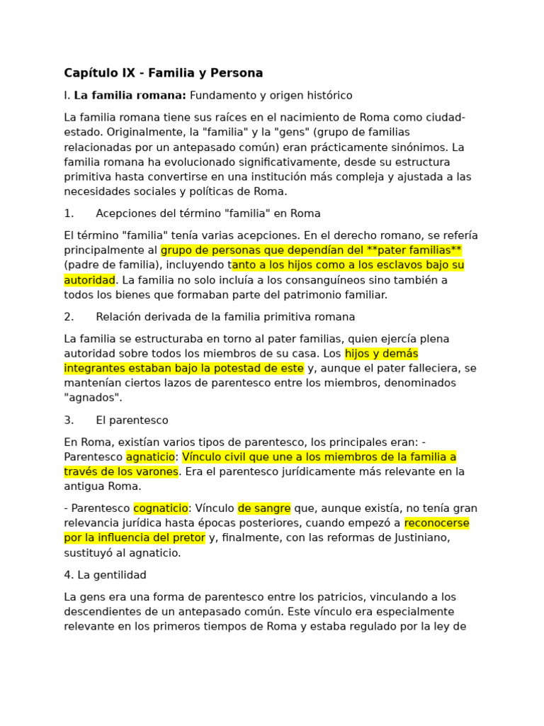 Estructura Familiar y Ciudadanía en Roma | PDF | Posesión (Ley ...