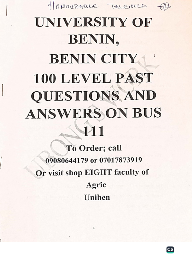 Bus Service 111 Overview | PDF