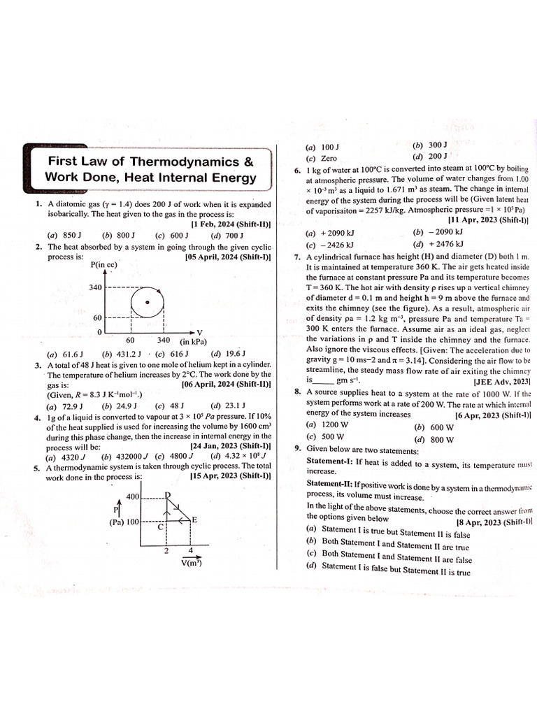 Thermodynamics Jee | PDF