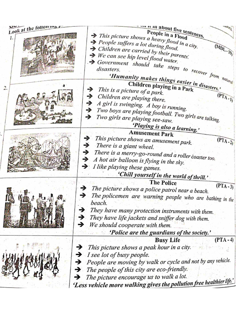Picture Description For Class 10 English | PDF