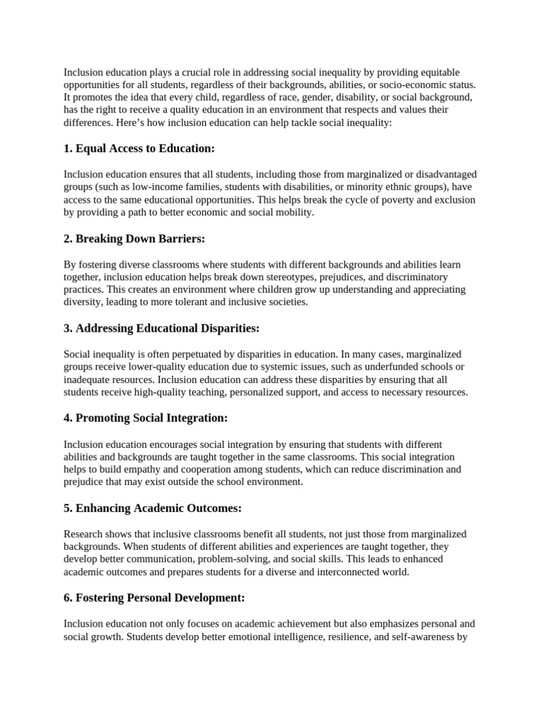 Inclusion Education and Social Equity | PDF | Inclusion (Education ...