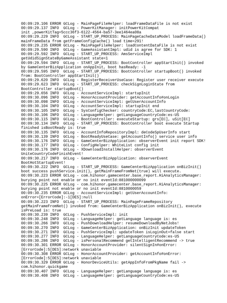 GameCenter Startup Error Log Analysis | PDF | Computing | Software