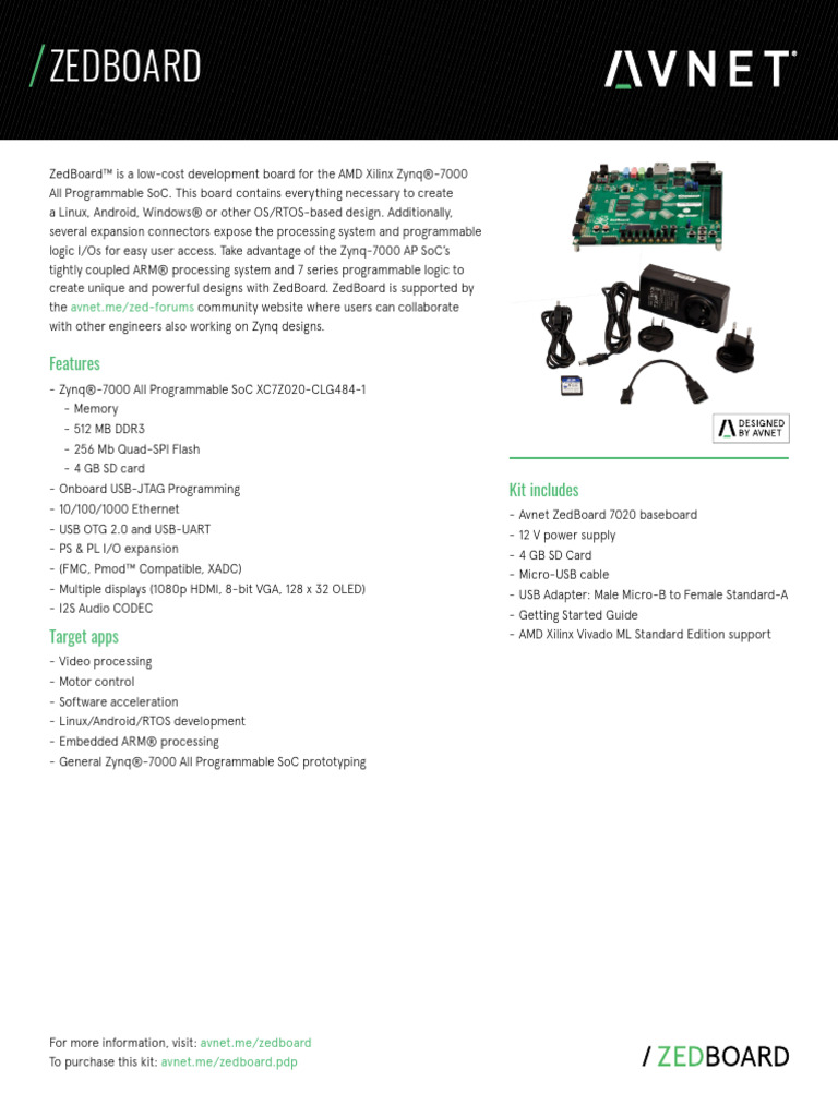 FY23 800 ZedBoard Product Brief r2 | PDF | Usb | Computer Hardware