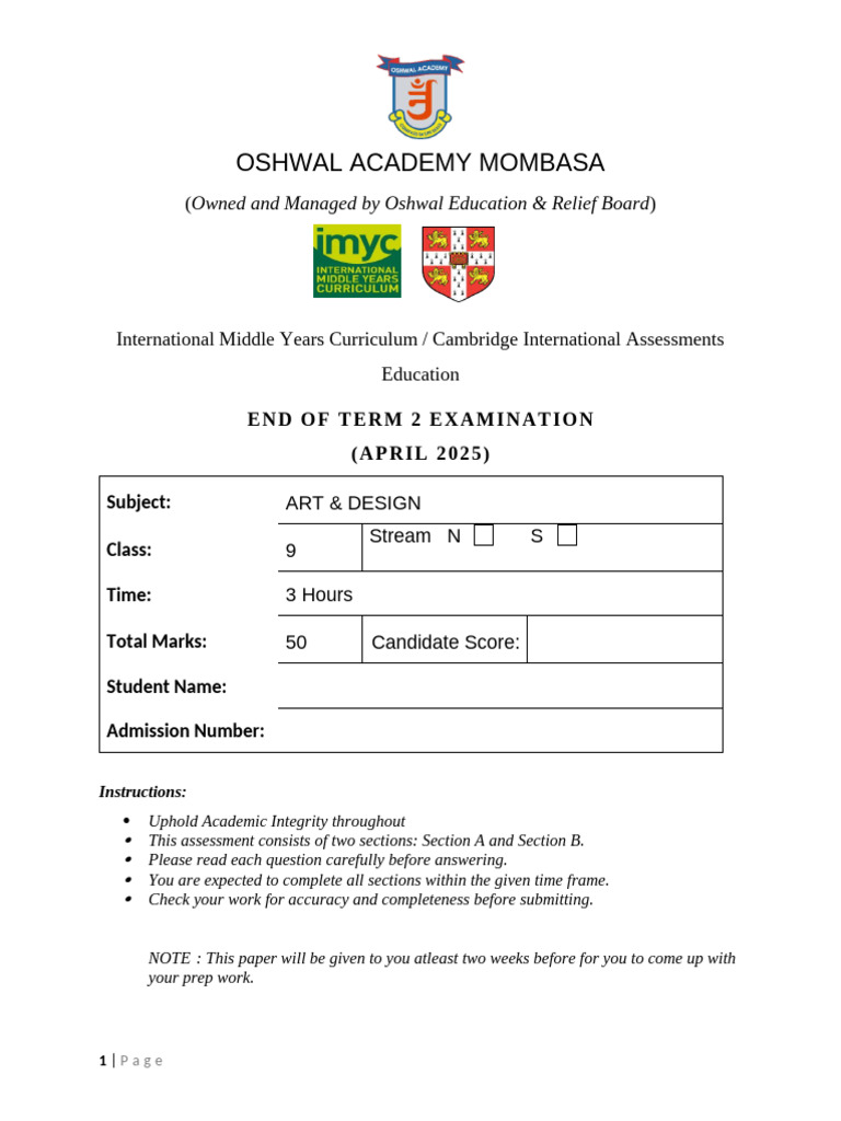 Grade 9 Term 2 Calligraphy Exam | PDF | Calligraphy | Typefaces