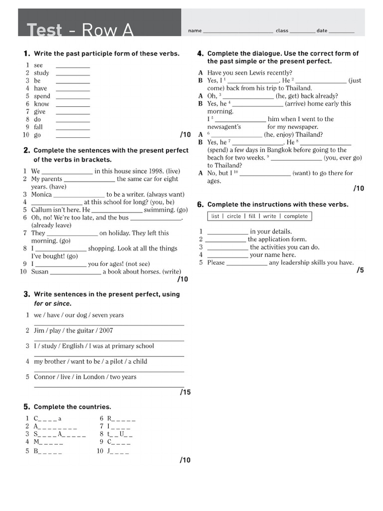 Test 1 Row A | PDF