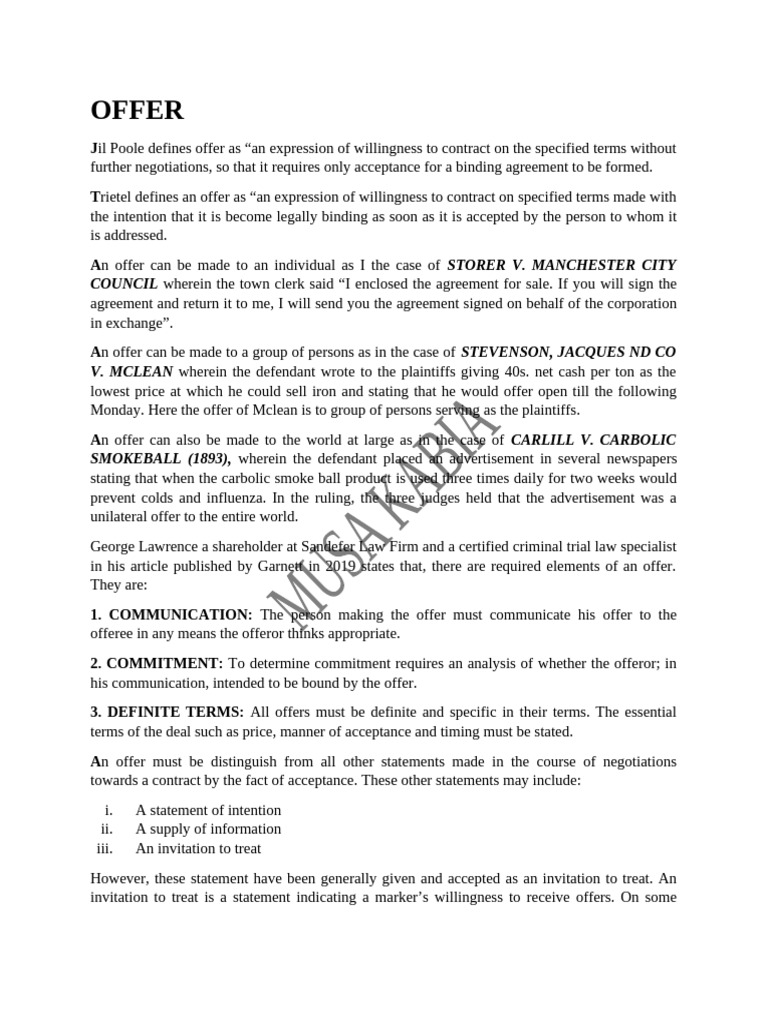 Contract_Law_note_2[1] - for merge | PDF | Offer And Acceptance ...