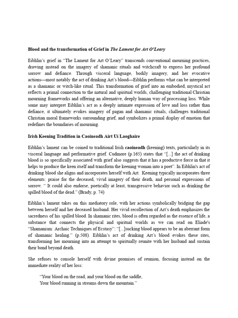 Eibhlin's Blood Ritual in Grief Lament | PDF | Rituals | Eucharist