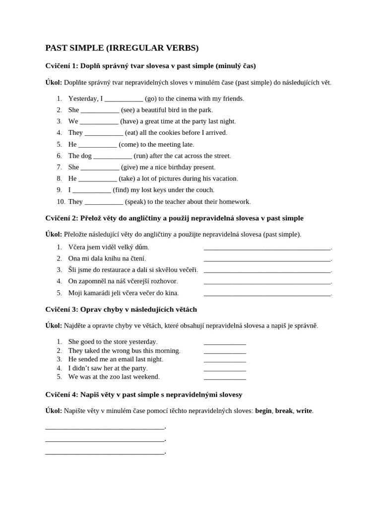 PAST SIMPLE (Irregular Verbs) | PDF
