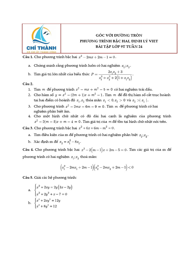 Bai Tap Lop 9T Tuan 24 | PDF