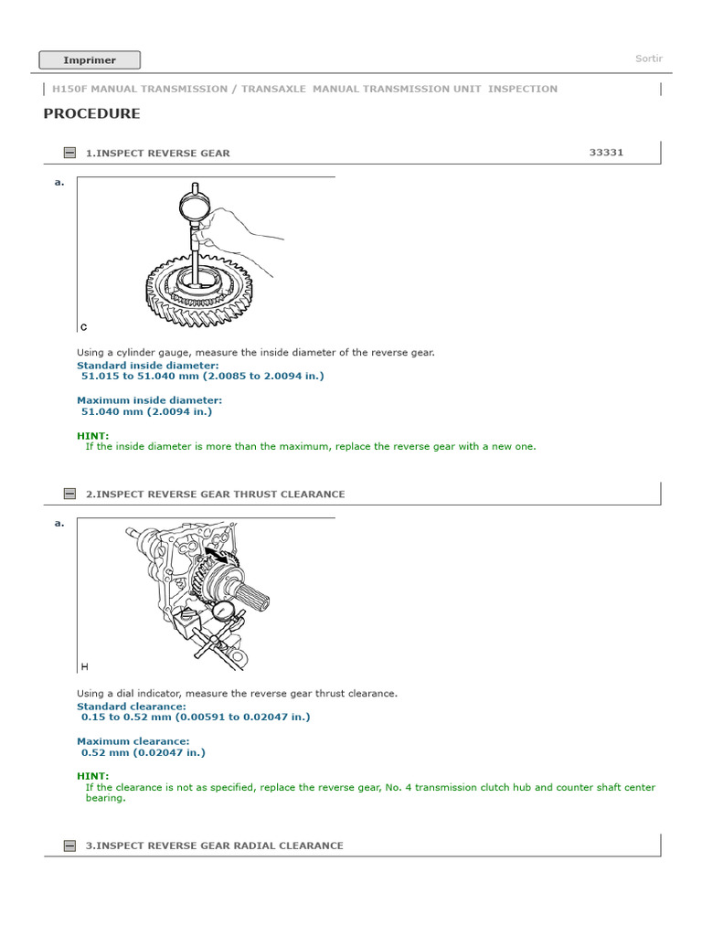 H150F Gearbox Inspection Procedures | PDF | Manual Transmission ...