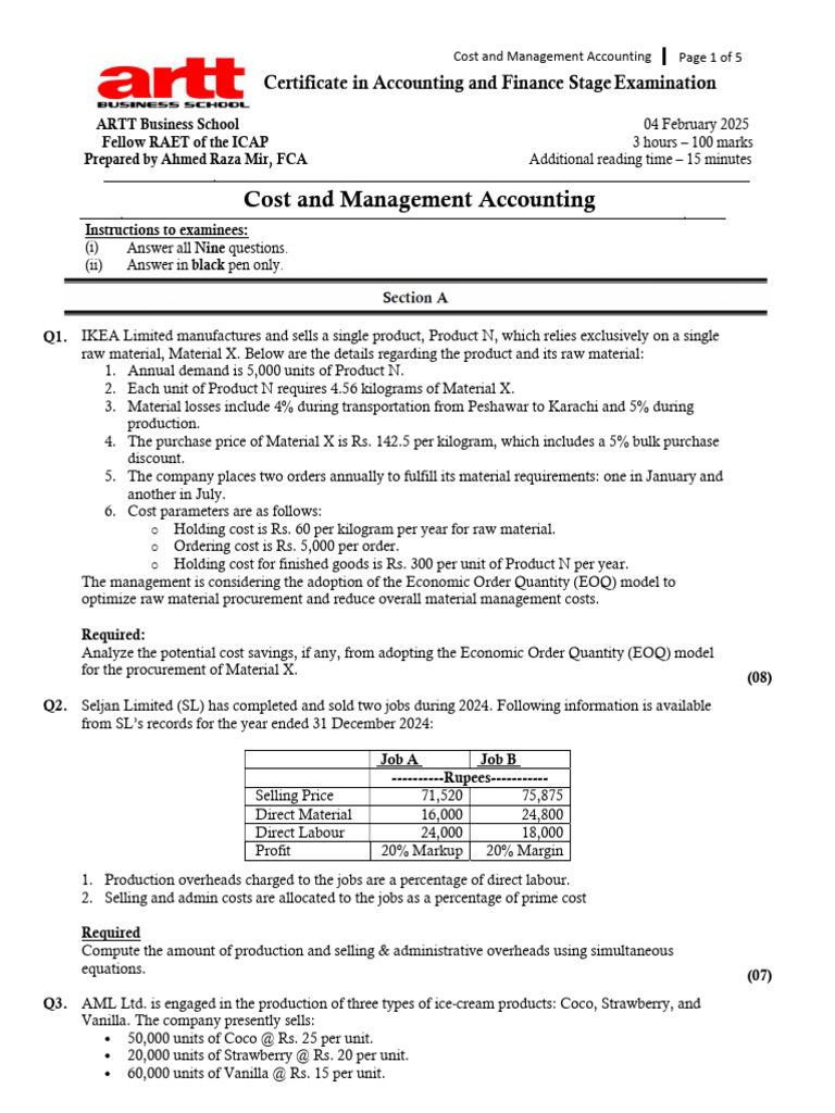 CMA Mock Test Papers for 2025 | PDF | Prices | Cost