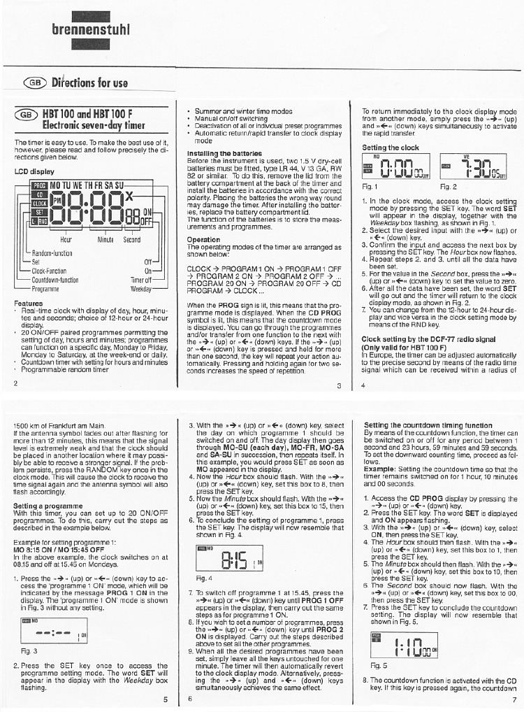 Digital Weekly Timer HBT 100 | PDF